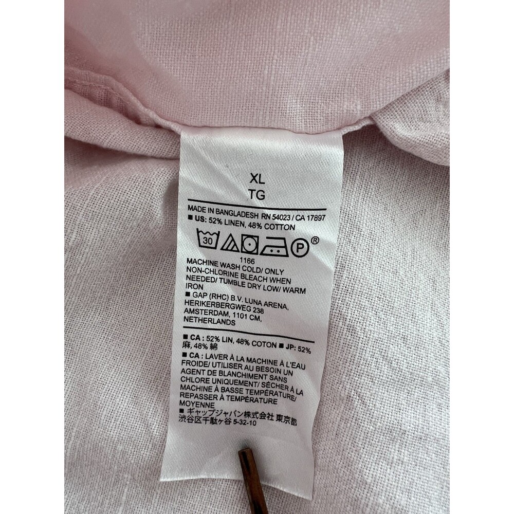 Banana Republic Men's Long Sleeve Button Up Linen Untucked Fit Light Pink XL - Picture 4 of 7